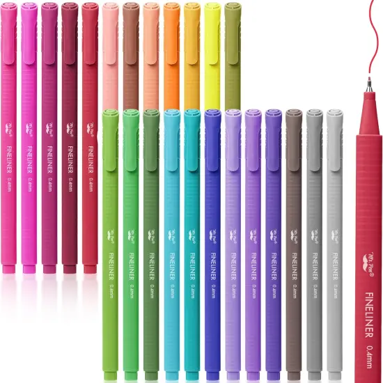 Fineliner Pens Colored, 24 Pack, Ergonomic Triangular Colorful Barrels, 0.4mm Fine Liner Pens {1}
