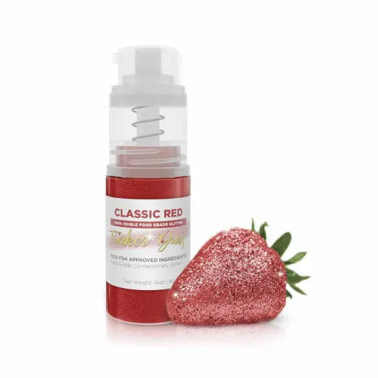Bakell - Classic Red Tinker Dust Edible Glitter (4g, 1x Spray Pump) for Food, Desserts, and Beverages! {1}