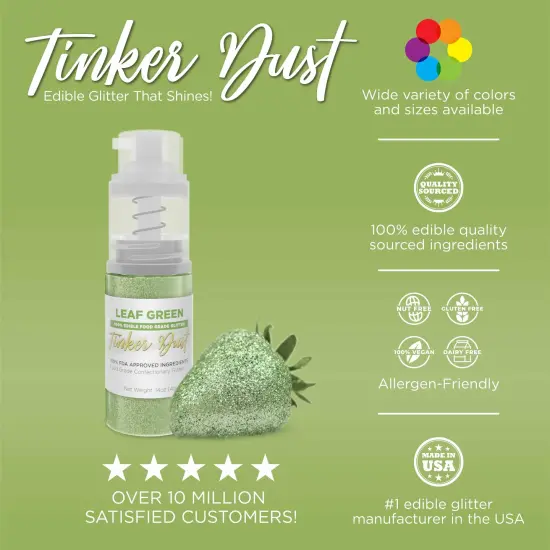 Bakell - Leaf Green Tinker Dust Edible Glitter (25g, 1x Spray Pump) for Food, Desserts, and Beverages! {3}