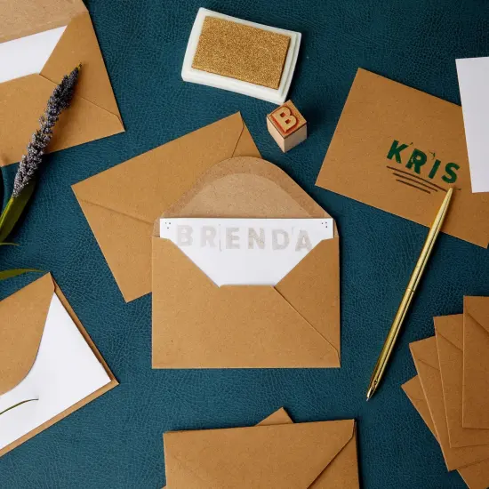 100 Pack Small Kraft Paper A1 Envelopes for 3x5 inches Cards, Invitations, Wedding RSVP, Gift Cards (V-Flap) Brown {2}