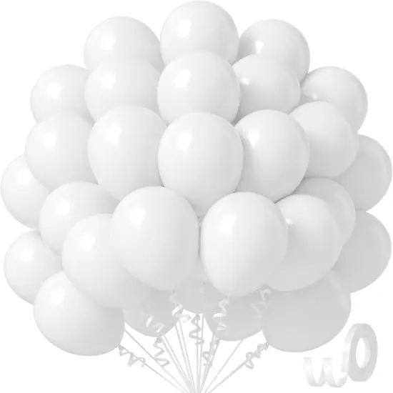 White Balloons 12 inch, White Latex Balloons 50pcs Party Balloon for Engagement Bachelorette Bridal Shower Wedding Party Birthday Decorations {1}