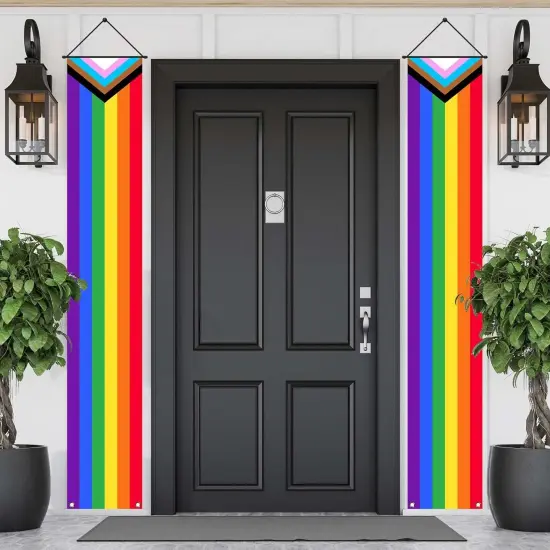 Pride Porch Banner Rainbow Gay Pride Decoration Outdoor Happy Pride Decorations Front Door Sign Wall Hanging LGBT Decoration for Home Office Party Favors and Supplies {3}
