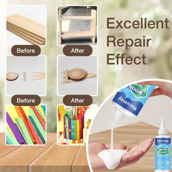 Wood Glue, Wood Glue for Furniture Heavy Duty - Strongest Wood Glue for Woodworking Waterproof Repair Glue Suitable for Furniture, Garden, Crafts, DIY, Metal to Wood，Wood to Wood (150g/5.1oz) {5}
