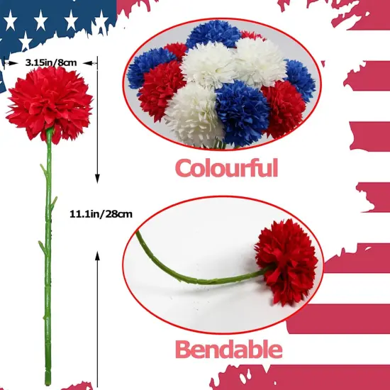 12pcs Artificial Chrysanthemums Flowers of 4th of July Decorations Tabletop Decorations {3}