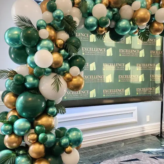 Green and Gold Balloons 83Pcs 12in Dark Green Gold White Confetti Balloons for Graduation Safari Jungle Birthday Emerald Green and Gold Party Decorations {5}