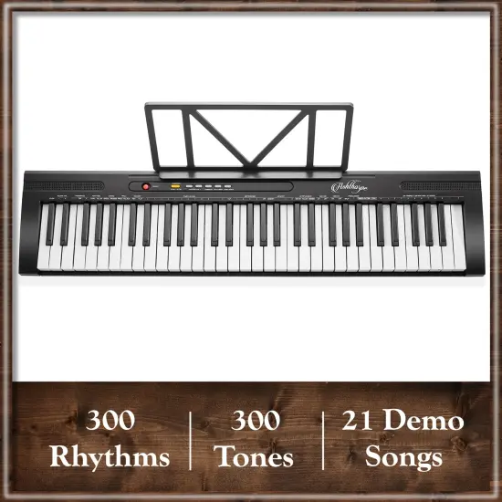 Ashthorpe 61-Key Digital Electronic Keyboard Piano for Beginners, Includes Stand, Bench, Headphones, Mic and Keynote Stickers {3}