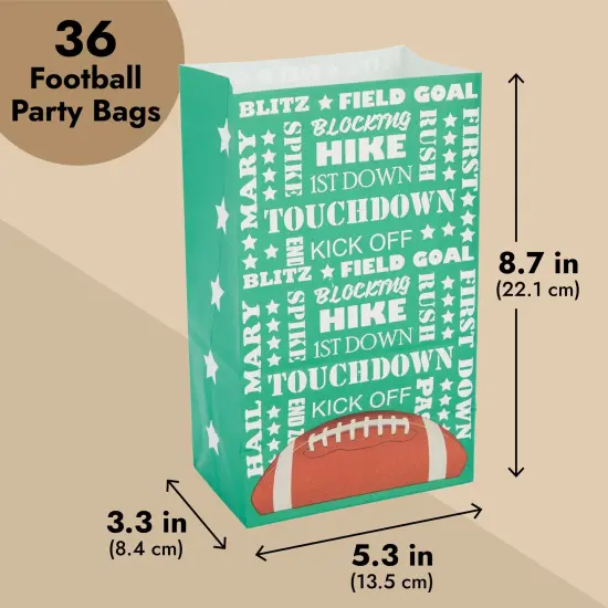 Juvale 36 Pack Football Party Favor Bags - Football Gift Bags for Treats, Snacks, and Goodies for Boys - Ideal for Kids Rugby Team and Sports Birthday Party Supplies (5.3 x 8.7 x 3.3 in) {4}