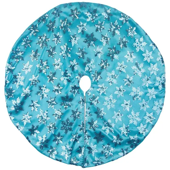 Northlight Sequin Snowflake Pattern Mini Christmas Tree Skirt - Blue - 20" {3}