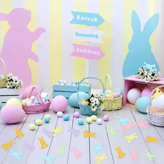 120 PCS Happy Easter Confetti Rabbit Colorful Table Decoration Confetti Baby Shower Decorations Theme Party Decorations Rabbit Purple {2}