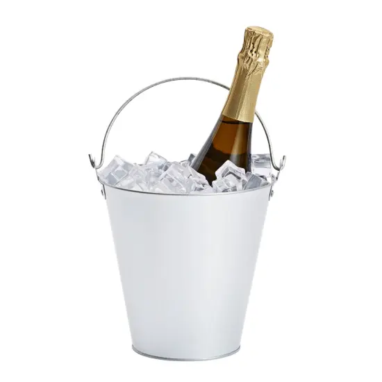 3 Pack Galvanized Metal Ice Buckets for Parties, 7 Inch Tin Pails with Handles for Beer, Wine, Champagne, Home Decor, Table Centerpieces, Wedding Decorations, (100 Oz) Silver {6}