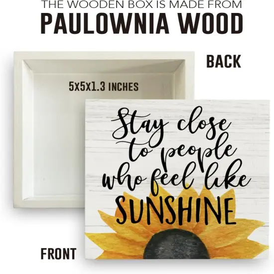 Farmhouse Sunshine Sunflower Wooden Box Tabletop {3}