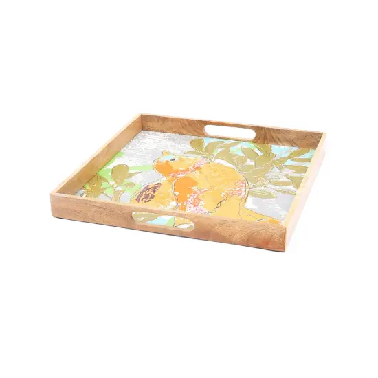 Wooden Square Bird Tray {1}
