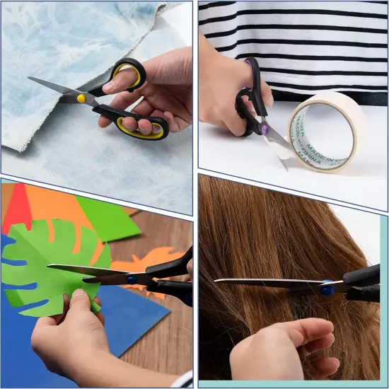 All Purpose 6 Pack - Comfort-Grip Scissors for Office Desk Accessories Sewing Fabric Home Craft School Supplies, Teacher/Class Supplies, Right/Left Handles {4}