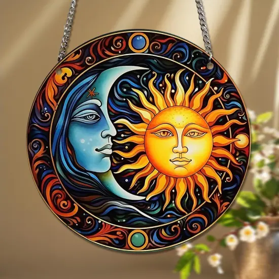 Summer Sun and Moon Acrylic Window Hangings Stained Window & Wall Decor, Ideal Housewarming Gift, Home Decor for Grandma Wife Teacher Bright Lover {4}