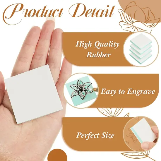 24 Pcs 2" X 2" Rubber Carving Blocks Linoleum Blocks for Printmaking, Stamp Making, DIY Crafting, Scrapbook, Painting, Soft and Easy to Carve (White Green) {3}