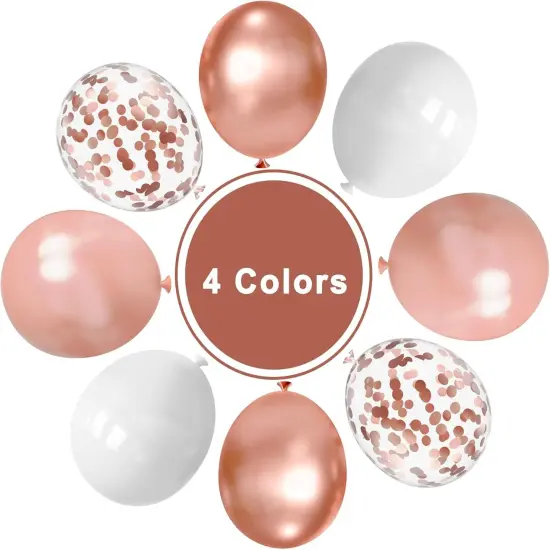 75 Pcs 12 Inch Rose Gold Balloons,Rose Gold and White Balloons,Rose Gold Metallic Latex Confetti Balloons for Birthday Wedding Engagement Bridal Shower Bachelorette Party Decorations {2}