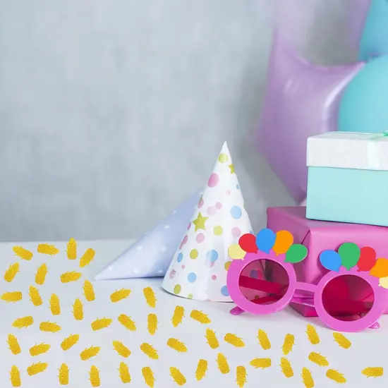 100pcs Corn Confetti, Gold Glitter Vegetables Corn Table Confetti for Baby Shower, Corn Paper Scatters, First Birthday/Welcome Baby Party Table Decoration {5}