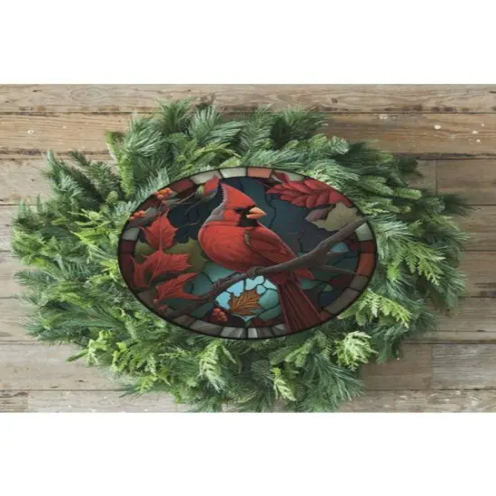Faux Stained Glass Cardinal Bird Sign {3}