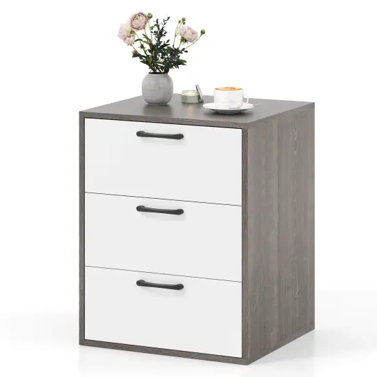 Costway 3 Drawer Dresser Chest of Drawer Storage Cabinet with Wide Storage Space Organizer {1}