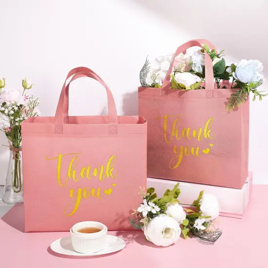 30-Pieces Reusable Thank You Gift Bags with Handles Pink {1}