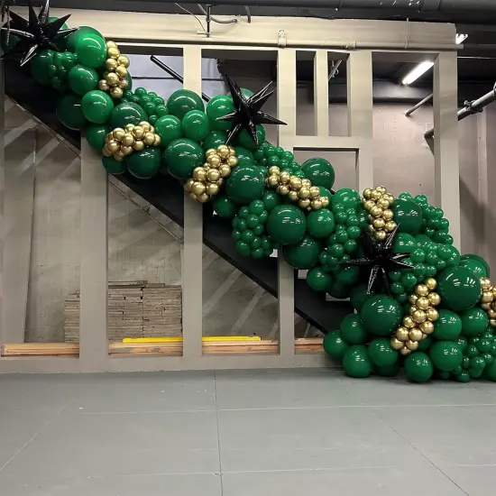 Green and Gold Balloon Garland Arch kit,114Pcs Gold Metallic Balloons Forest Hunter Dark Green Latex Balloons {5}