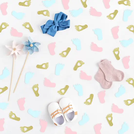 Footprint Baby Shower Confetti for Gender Reveal Party Table Decorations,Baby Gender Party Favor Candy Box/Bag DIY Decor Supplies 250CT {4}