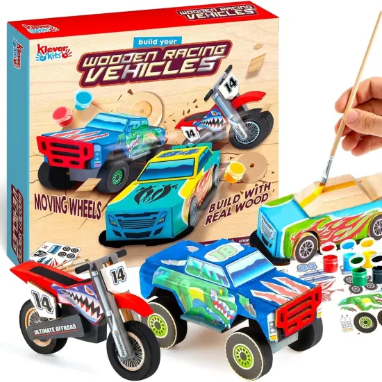 Kids Craft Kit Build & Paint Your Own Wooden Race Car Art & Craft Kit {1}