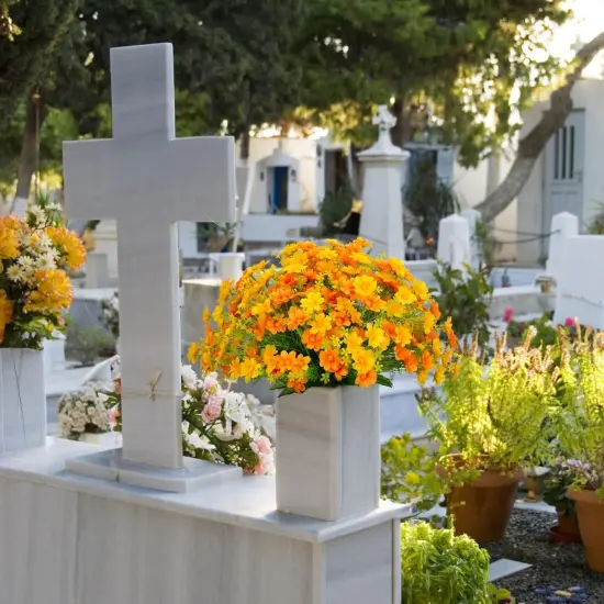 Artificial Daisy 8 Bundles Mums Flowers Outdoor Summer Bushes {3}