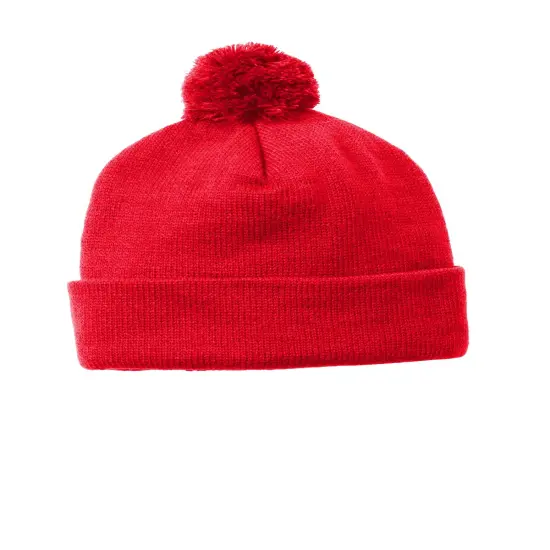 Sport-Tek &reg; Solid Pom Pom Beanie True Red {1}