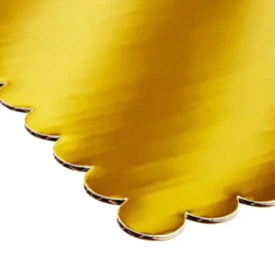 12 Pack Quarter Sheet Gold Cake Boards, 10x14 Inch Scalloped Foil Rectangle Dessert Bases for Cupcakes {7}