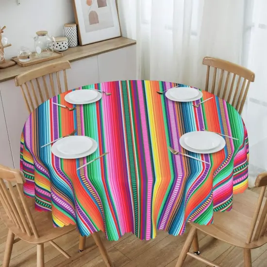 Mexican Tablecloth Serape Table Cover Washable Tabletop for Kitchen Dinning Decoration Round 60inch {2}