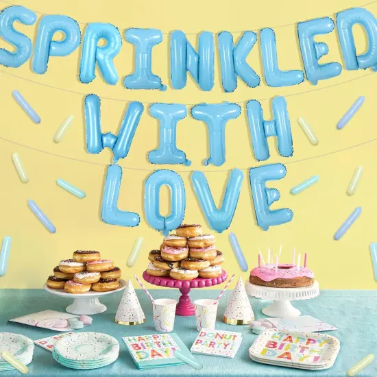 Donut Sprinkle Baby Shower Decorations Blue Sprinkle with Love Balloon Banner Decor Donut Theme Pastel Balloons Decorations for Boy Donut Pastel Confetti Baby Shower Party Supplies {2}