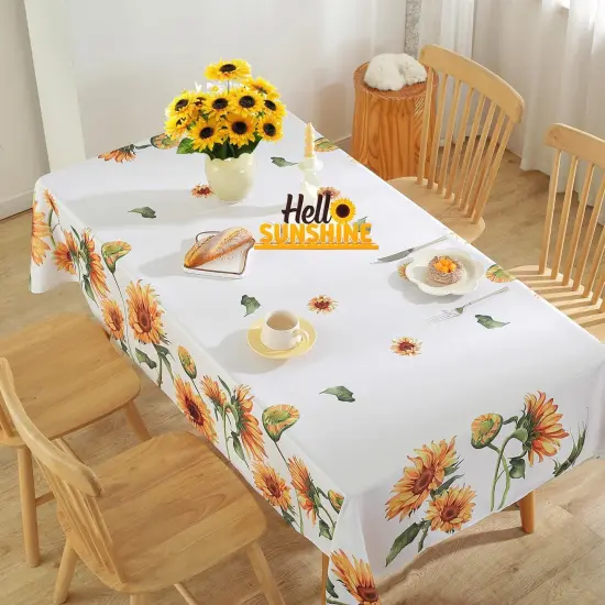 Summer Sunflower Tablecloths for Rectangle Table 60"x102",Yellow Floral Table Cloth,Spillproof Wrink Free Fabric Table Cover for Fall Autumn Camping Picnic Dinning {3}