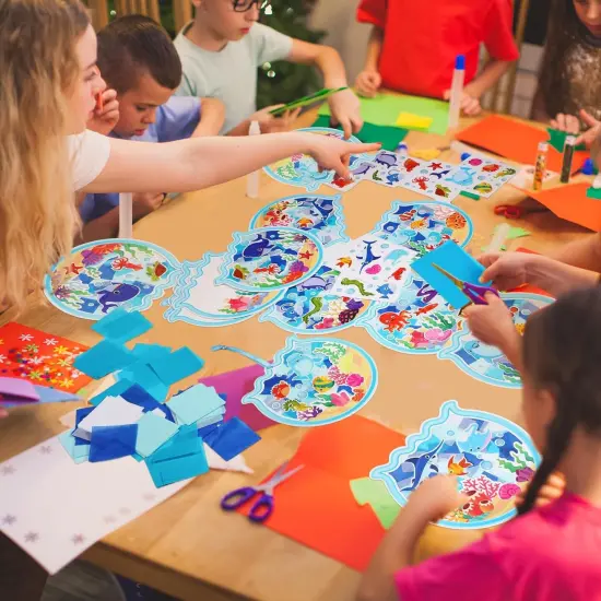 24 Pcs Summer Craft Kits Under The Sea Scene Suncatcher Kit Make a Ocean Animal Suncatcher Craft Ornament Under The Sea Scene {5}