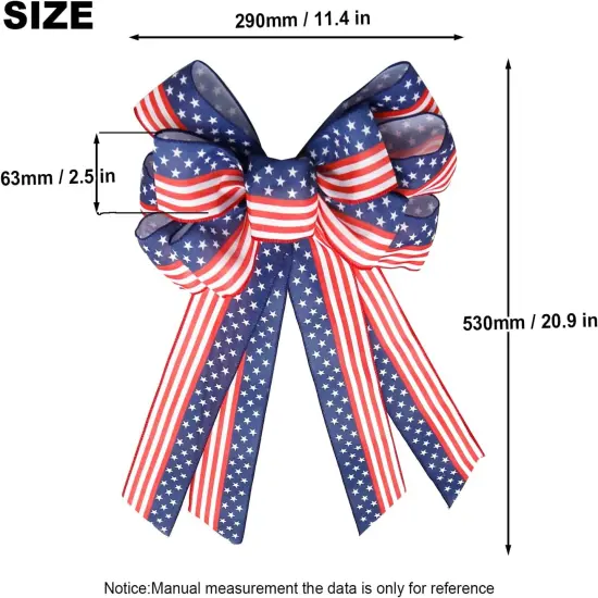 Large 4th of July Patriotic Bows for Wreath,American Flag Wreath Bows Stars Decor American Flag Bow for Wall Decor {2}