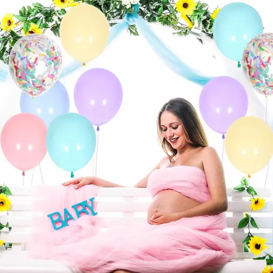 Pastel Balloons, 60 Pcs Pastel Latex Balloon, 12 Inch Macaron Red Pink Blue Purple Green Yellow Orange Balloon Colorful Confetti for Birthday Baby Shower Wedding Rainbow Pastel Party Decoration {3}