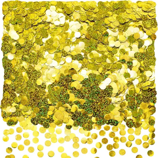 Gold Sparkle Foil Mylar Round Confetti Circles - Dot Graduation Wedding Table Scatter Centerpieces Baby Shower Birthday Engagement Party Favors Celebrations Decorations, 60g {1}