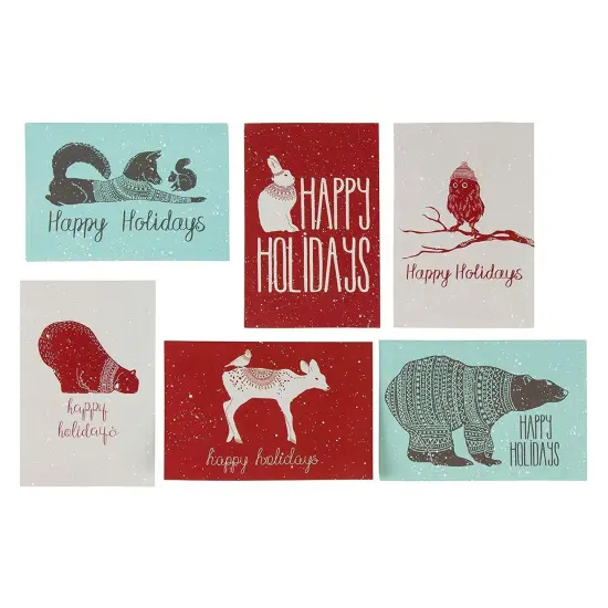 Sustainable Greetings 144 Pack Christmas Cards with Envelopes, 4x6 Blank Holiday Greeting Cards Assortment Box for Sending Holiday Wishes (6 Xmas Animal Designs) Multicolor {6}