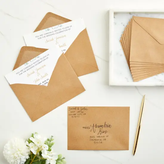 Kraft Paper Invitation Envelopes 4x6 for Special Occasions, Such As Wedding, Baby Shower, Thank You Cards, Special Occasions - A6 V Flap Brown Envelopes (50 Pack) {2}