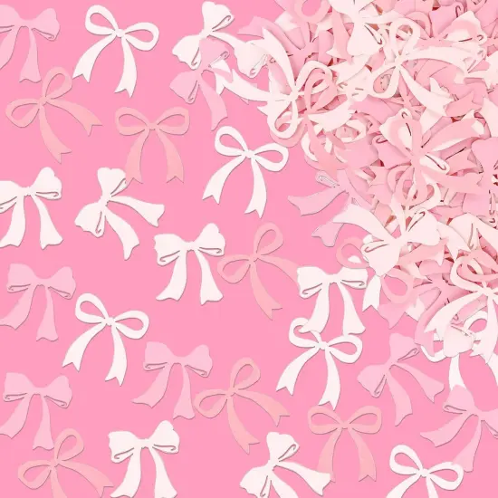 100PCS Pink Bow Confetti Engagement Party Bride To Be Pink Bow Table Confetti Bachelorette Party Birthday Decorations Supplies Baby Shower Boy Girl Bridal Shower Ribbon Party Supplies {1}