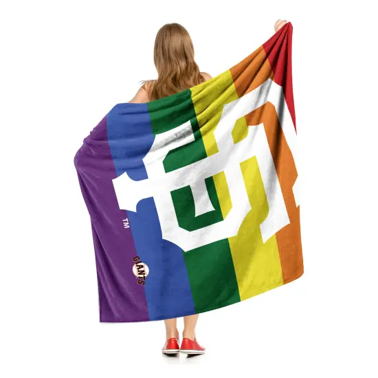 MLB Pride Series Silk Touch Sherpa Throw Blanket 50&times;60 Inches San francisco giants {2}