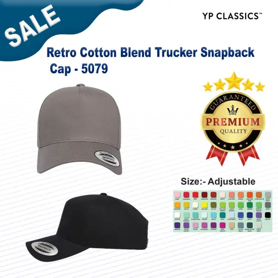 YP Classics&reg; Retro Cotton Blend Trucker Snapback Cap Black {3}