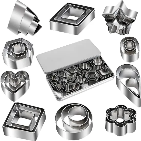 Mini Stainless Steel Cookie Cutter Set Various Shapes, 30 Pieces {1}