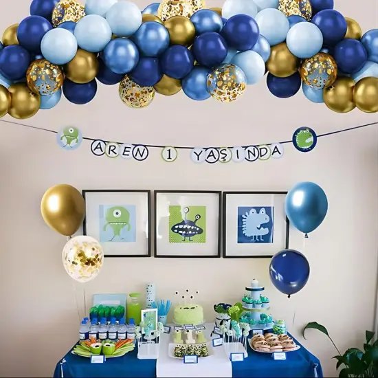 133PCS Navy Blue Balloon Garland Arch Kit &ndash; Navy, Macaron Blue, Metallic Blue, Confetti & Gold Latex Balloons for Baby Shower, Bridal Shower, Birthday Party & Wedding D&eacute;cor {5}