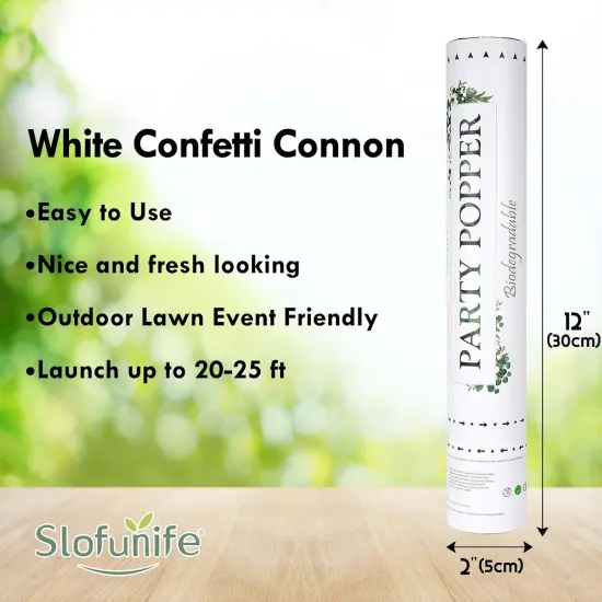 6 Pack White Confetti Poppers,12Inch Confetti Poppers Party Shooter Air Powered,Launches 20-25ft,Party Poppers For Birthday,Indoor Party,Celebrations,Photo Shoots and New Years {3}