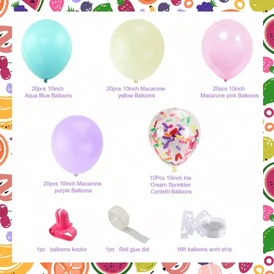Sweet Ice Cream Party Balloon Arch Garland Pastel Macaron Popsicle Confetti Balloon Summer Ice Cream Theme Party Decor for Baby Bridal Shower Girl Ice Cream Bday Wedding Graduation Party Supplies {3}