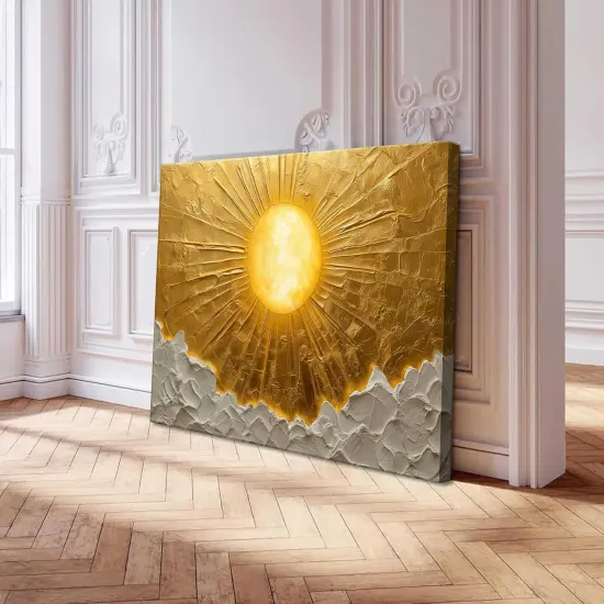 Summer Boho Sun Canvas Wall Art Bohemia Minimalism Golden Abstract Sunrise Sunset Modern Luxury Painting Picture Wall Decor Poster Print Artwork for Living Room Bedroom Office Home Decoration {4}