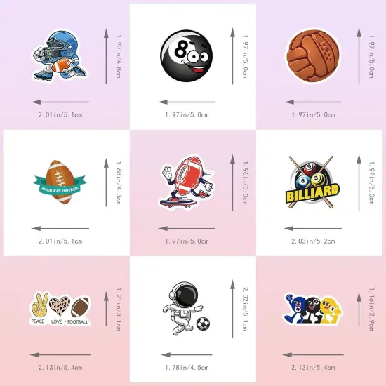 50Pcs Ball Sport Stickers, Cool Basketball Baseball Soccer Football Waterproof Vinyl Decal for Adult Teen Kids Notebook Water Bottle, Laptop, Luggage, Phone, Skateboard, Helmet {5}