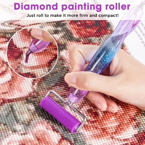Ergonomic Diamond Painting Art Pen Accessories Kits with 6 Metal Tips, 6 Painting Glue Clay, Roller,Multi Placer Tips for DIY Crafts {3}