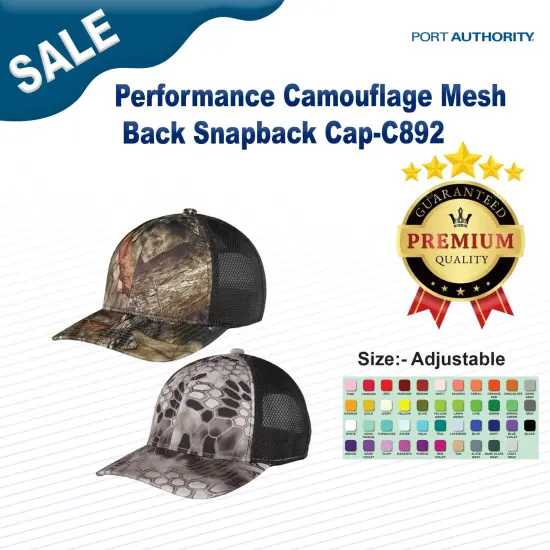 Port Authority&reg; Performance Camouflage Mesh Back Snapback Cap K Typhoon/ Black {3}